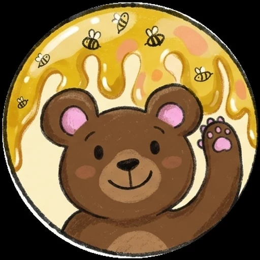 The HoneyCub logo: a smiling brown bear waving under dripping honey and bees.
